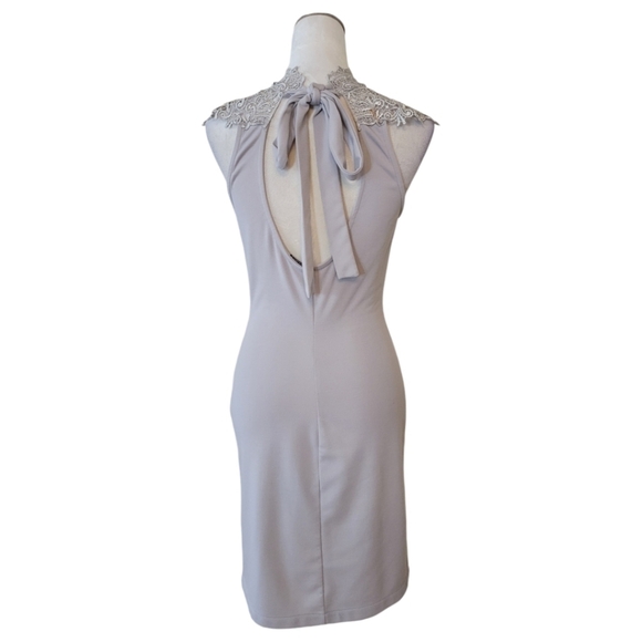 Lulu's Gray Lace Inset Sleeveless Dress Size Large - Picture 6 of 7